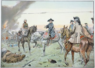 Friedrich und Seydlitz in der Schlacht von Zorndorf am 25. August 1758 von Richard Knoetel